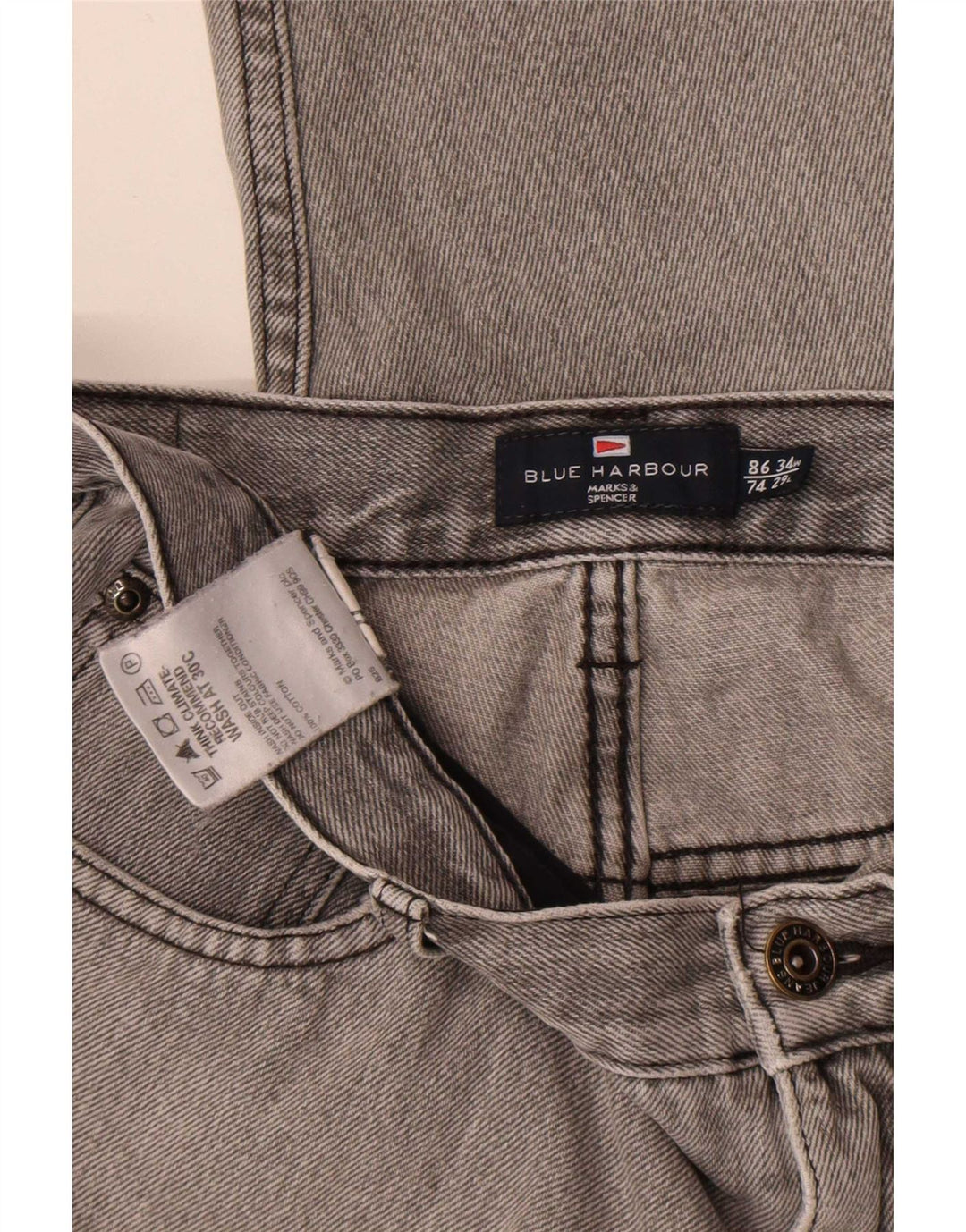Marks & Spencer Jeans Capri para Hombre Blue Harbor W34 L23 Algodón Gris