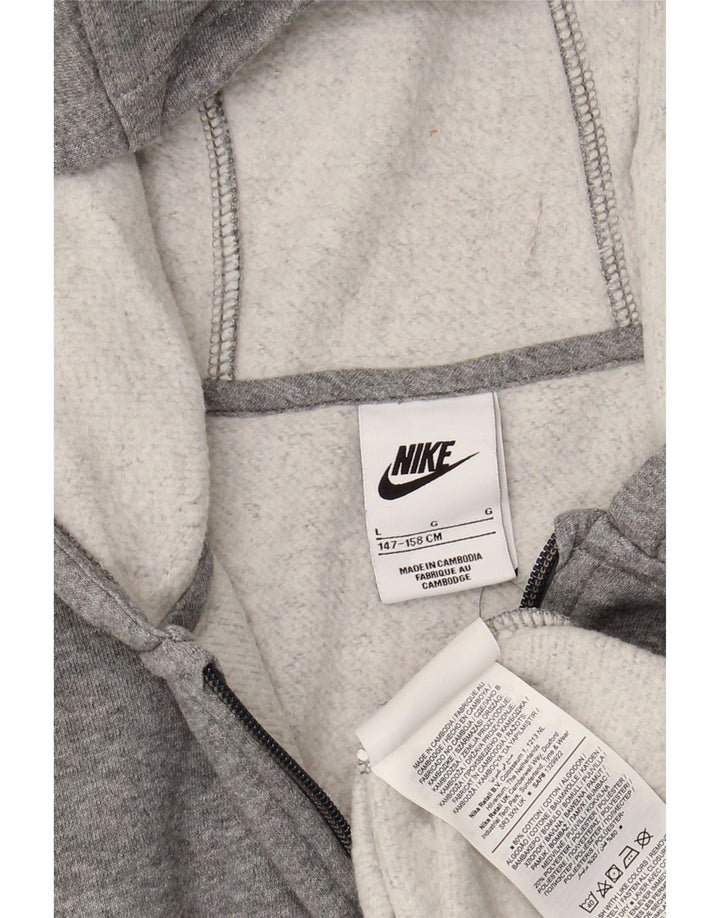 NIKE Sudadera con capucha y cremallera para niños 12-13 años Grande Gris Algodón