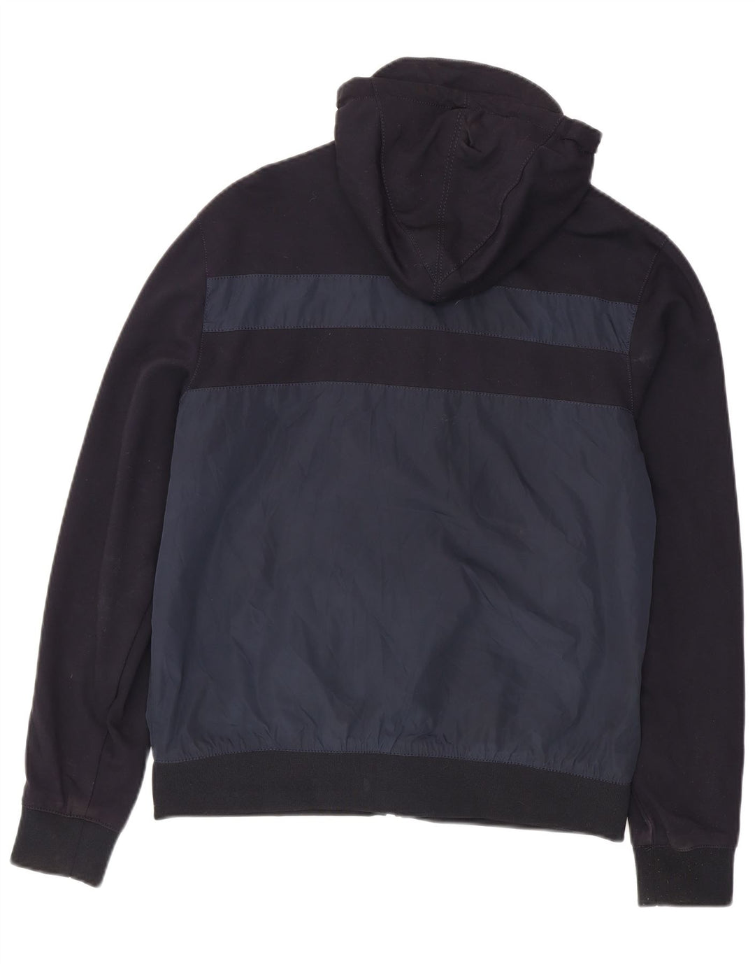 Zara Hombre Cazadora Bomber Con Capucha UK 42 XL Poliéster Color Block Azul Marino