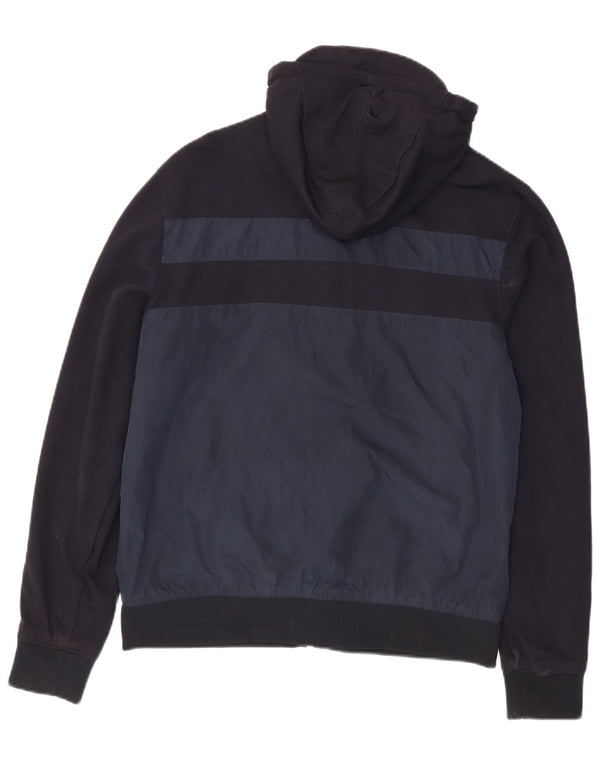 Zara Hombre Cazadora Bomber Con Capucha UK 42 XL Poliéster Color Block Azul Marino
