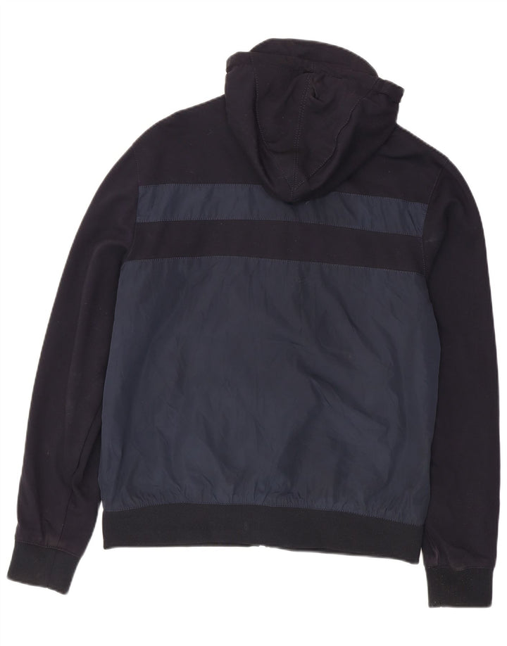 Zara Hombre Cazadora Bomber Con Capucha UK 42 XL Poliéster Color Block Azul Marino
