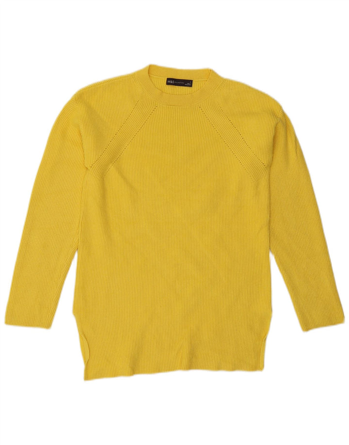 Marks & Spencer Suéter de cuello redondo para mujer UK 10 Small Yellow