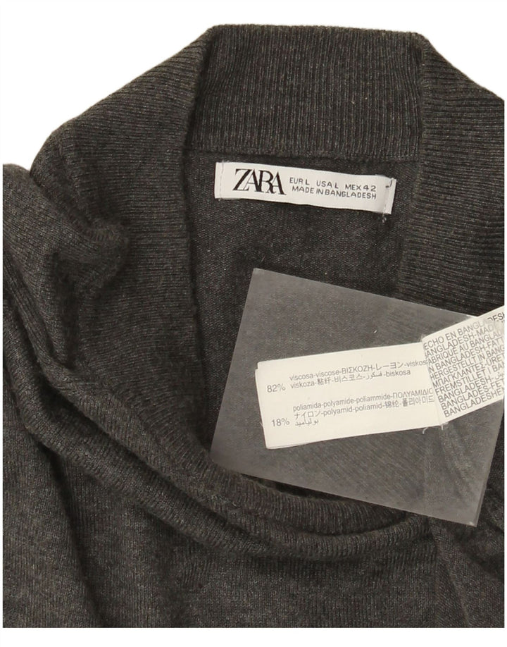 Zara Hombre Jersey Con Cuello Alto De Viscosa Gris Grande