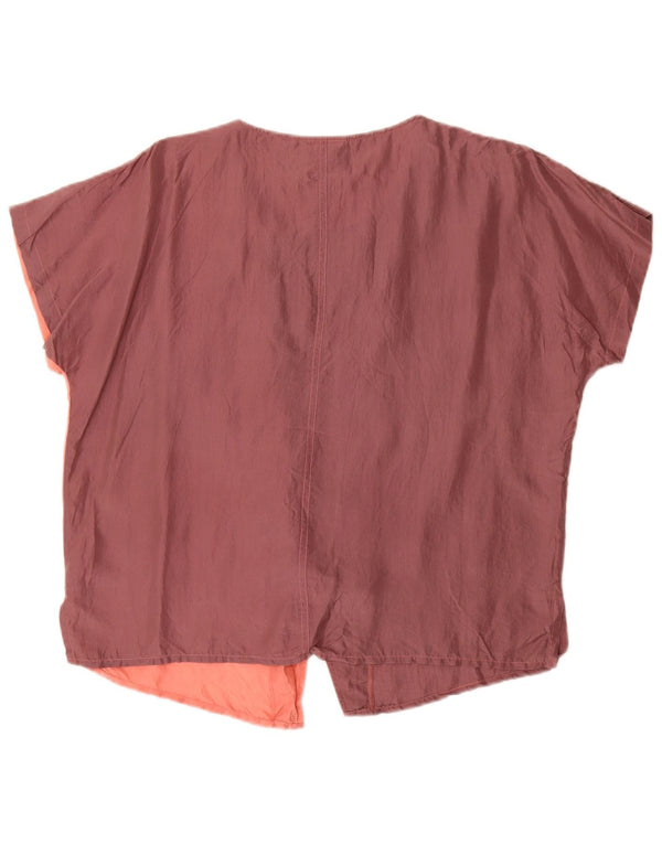 Le Comte Blusa de manga corta para mujer UK 40 XL Borgoña Colorblock
