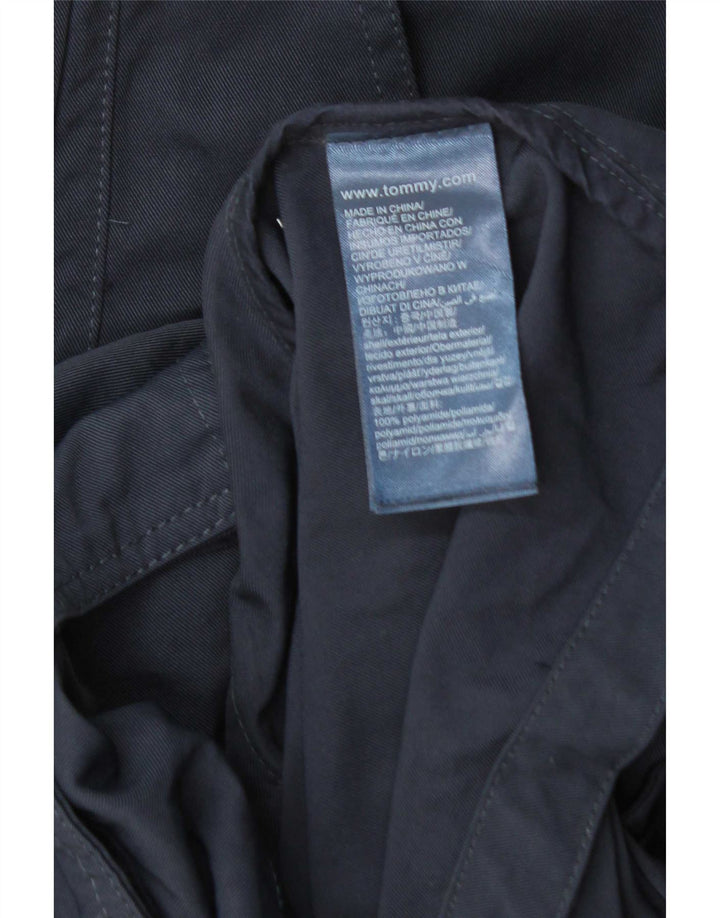 Tommy Hilfiger Chaqueta impermeable con capucha para hombre UK 38 Medium Azul marino Poliamida
