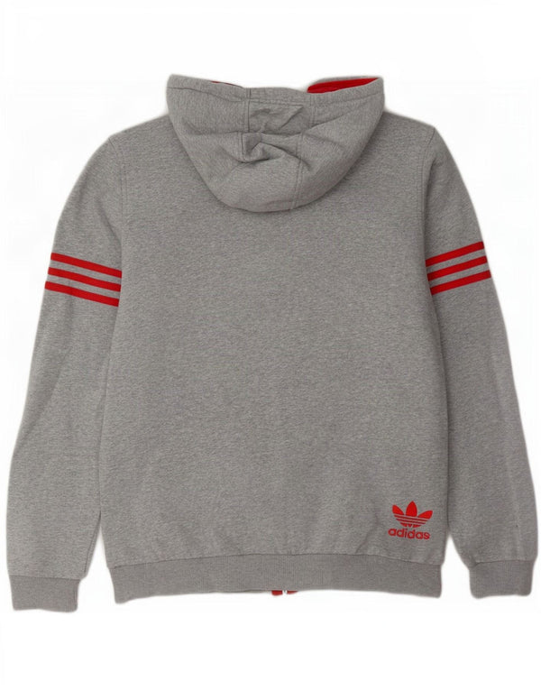 Adidas Hombre Graphic Zip Sudadera Con Capucha Suéter Gris Medio Algodón Moteado