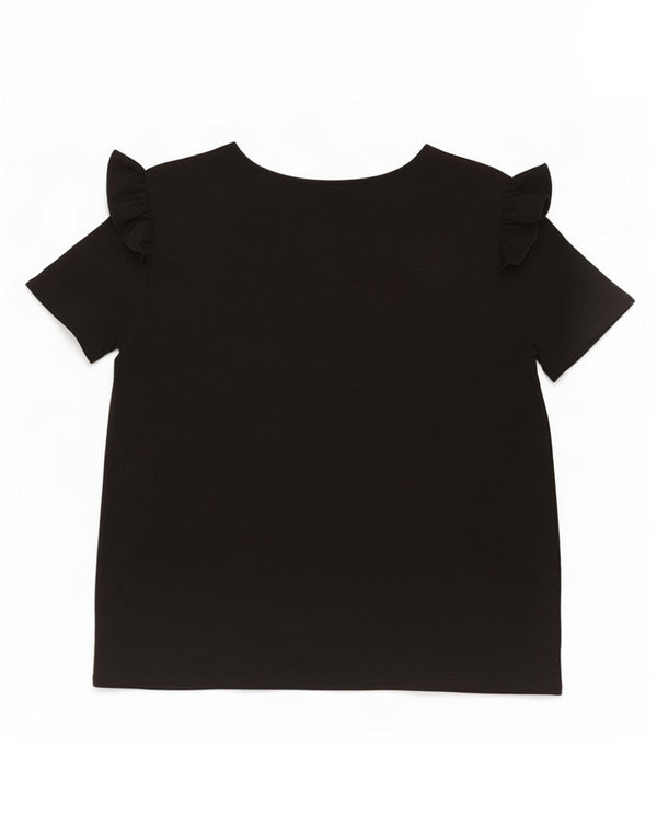 Zara Mujer Blusa Top UK 42 Medio Negro Poliéster