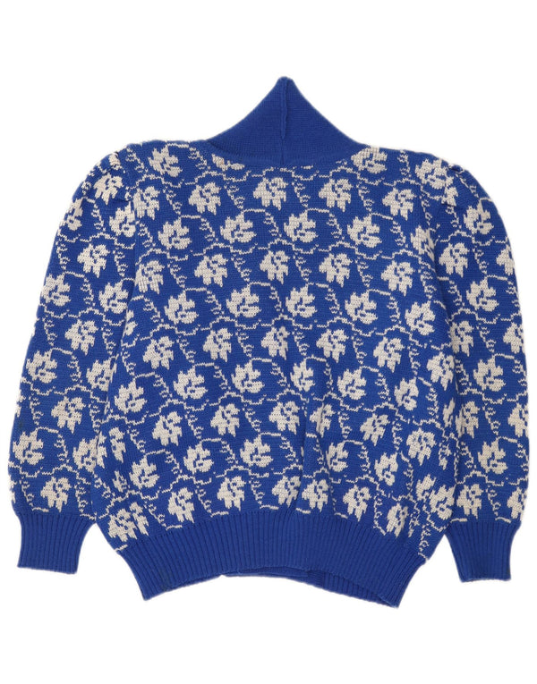 Vintage mujer Cardigan suéter Reino Unido 18 XL azul floral