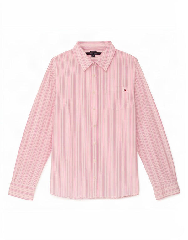 Tommy Hilfiger Camisa de corte clásico para mujer UK 46 Algodón a rayas rosa grande