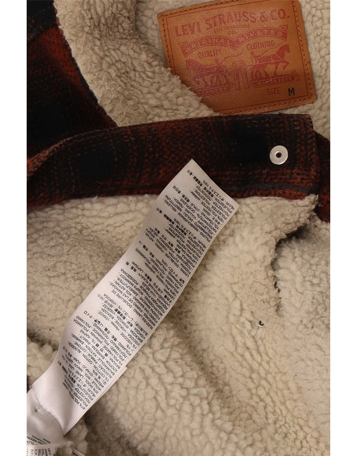 Levi's Chaqueta Sherpa para hombre UK 38 Poliéster a cuadros rojos medianos