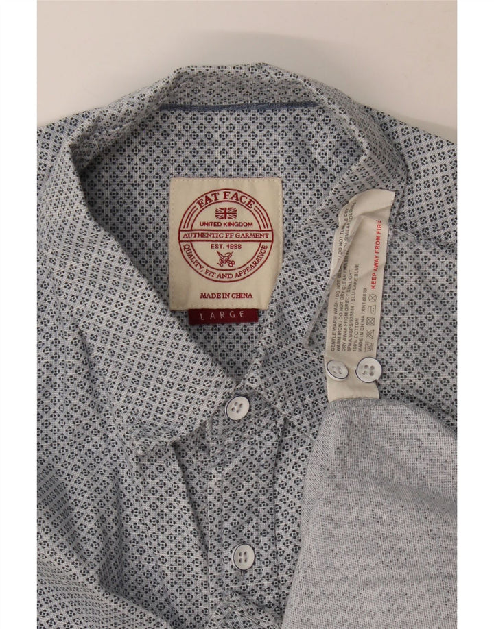 Camisa de hombre Fat Face de algodón geométrico azul grande