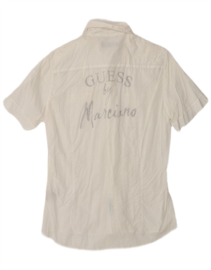 GUESS Camisa gráfica de manga corta para hombre Small White Cotton