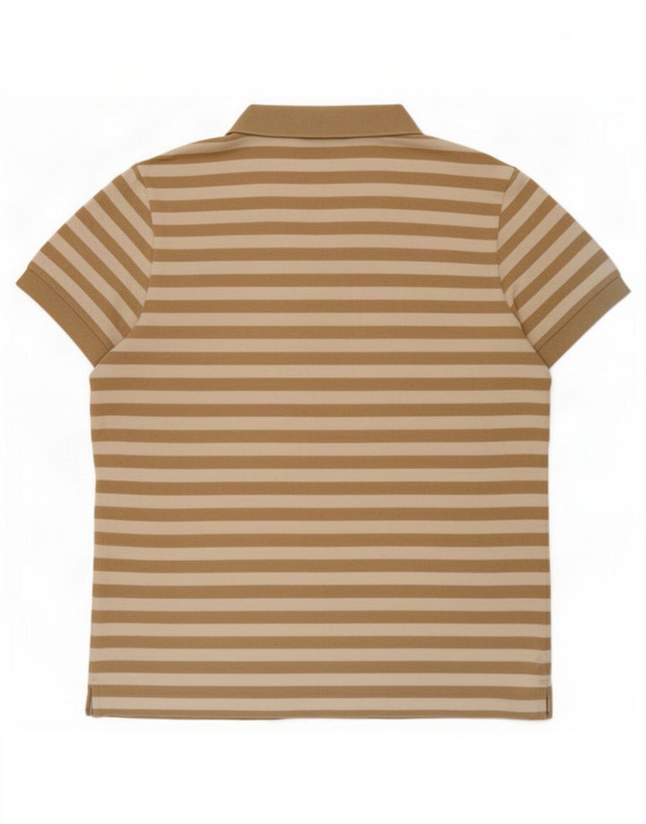 Polo Lacoste para hombre talla 4 algodón a rayas marrón medio