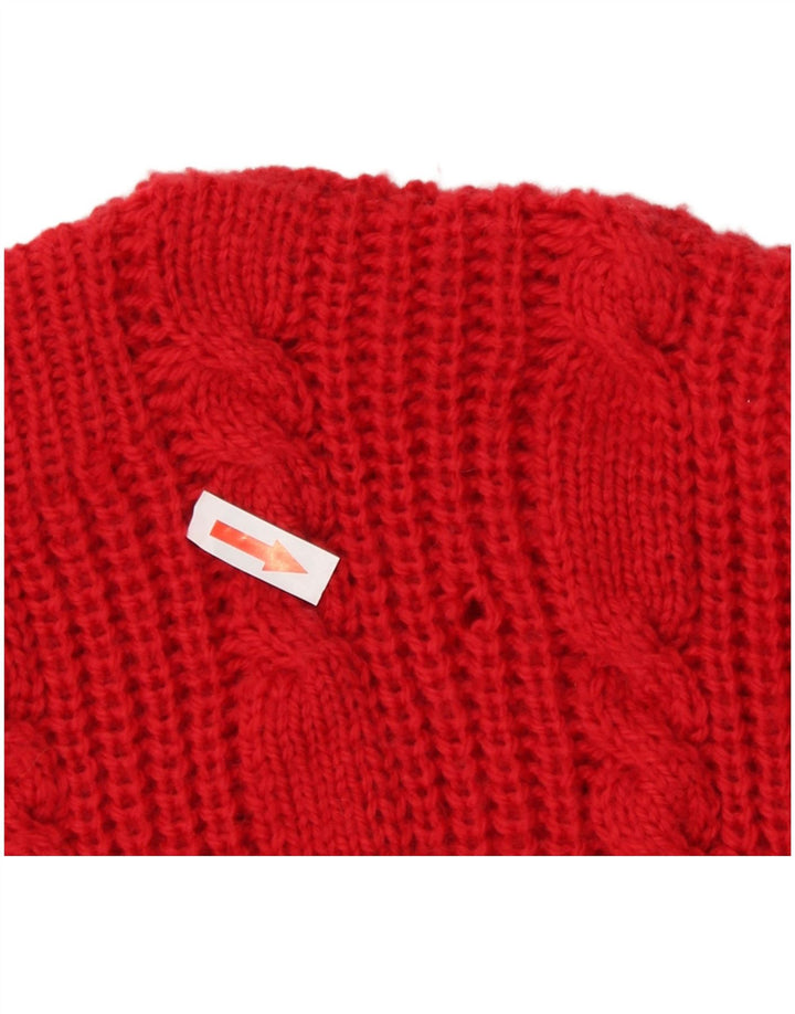 Vintage mujer barco cuello jersey suéter Reino Unido 12 rojo medio