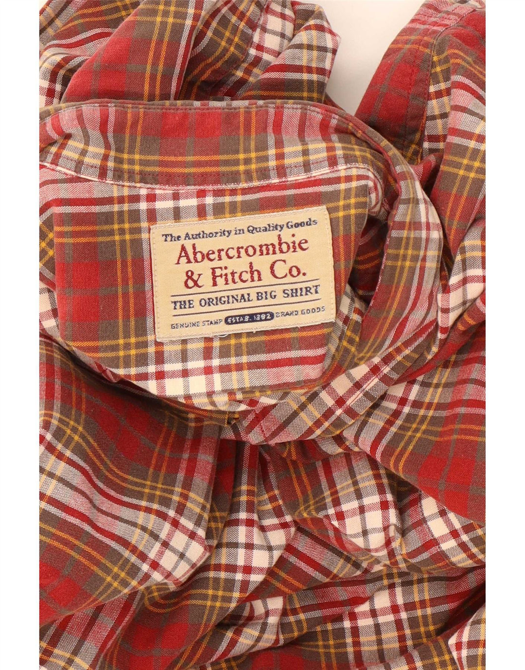 Abercrombie & Fitch Camisa grande para hombre 2XL Cuadros rojos