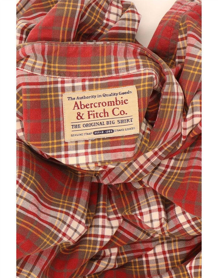 Abercrombie & Fitch Camisa grande para hombre 2XL Cuadros rojos