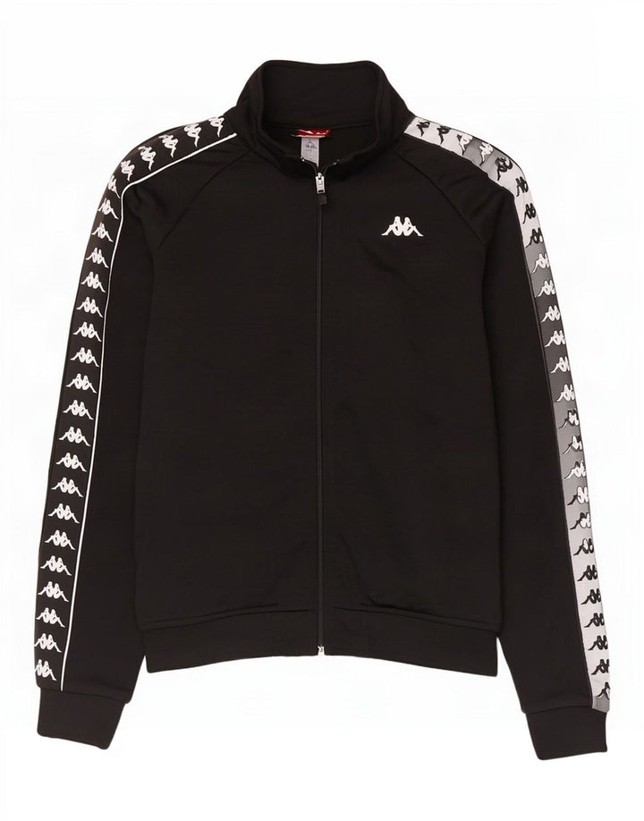 Kappa Mens Graphic Chándal Top Chaqueta Mediano Negro Colorblock Poliéster