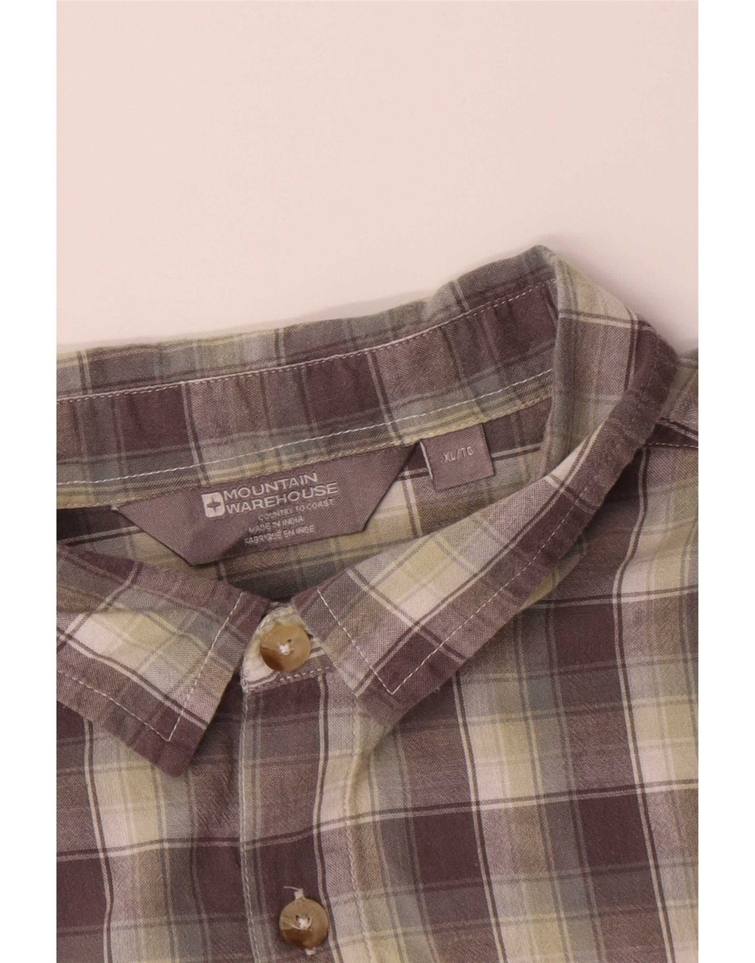 Camisa de manga corta para hombre Mountain Warehouse XL Algodón a cuadros gris