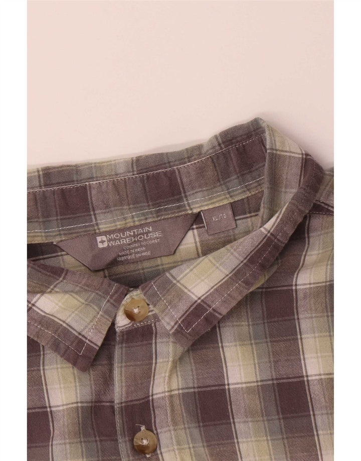 Camisa de manga corta para hombre Mountain Warehouse XL Algodón a cuadros gris