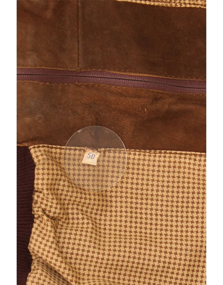 Vintage hombres ante bomber chaqueta IT 50 marrón grande