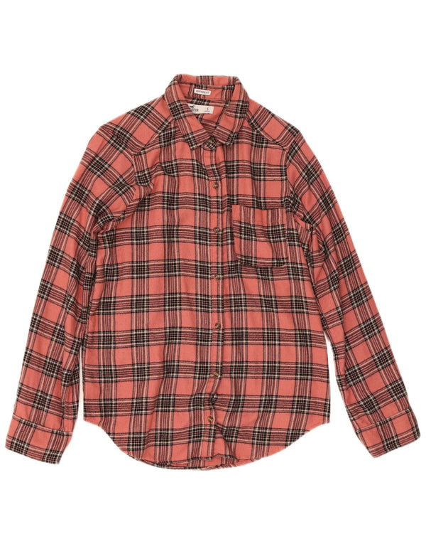 Camisa Hollister Mujer Boyfriend Fit Franela UK 10 Small Pink Check Viscosa