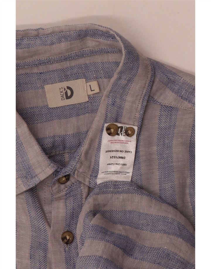 Camisa para hombre Dack's Lino a rayas azules grandes
