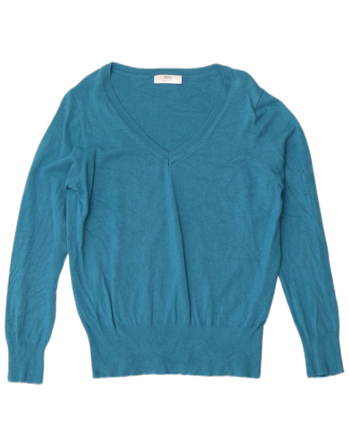 Marks & Spencer Jersey con Cuello en V para Mujer UK 44 Viscosa Turquesa Mediana