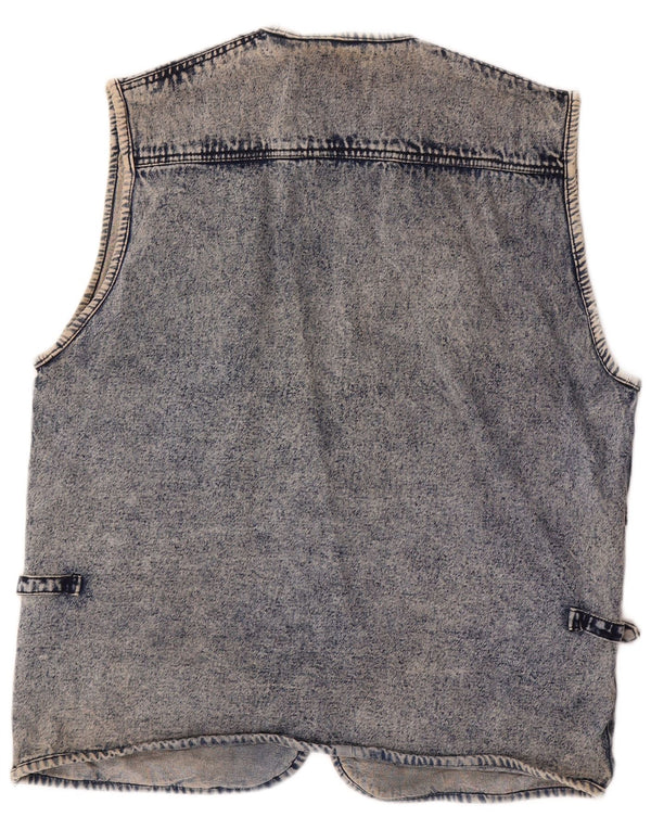 Vintage hombres denim Gilet Reino Unido 40 azul grande