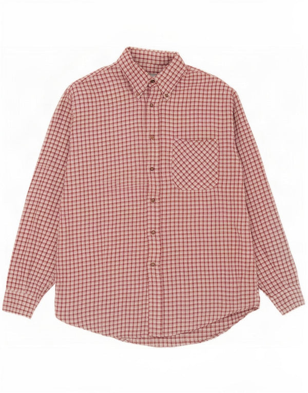 Camisa de franela vintage para hombre XL Borgoña Check