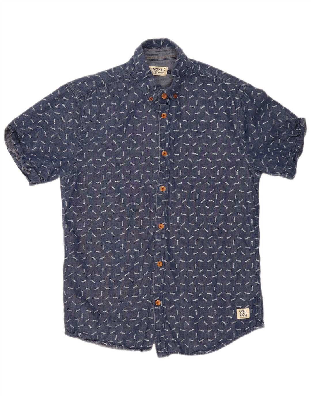 Camisa Jack & Jones Hombre con estampado abstracto de manga corta de algodón azul medio