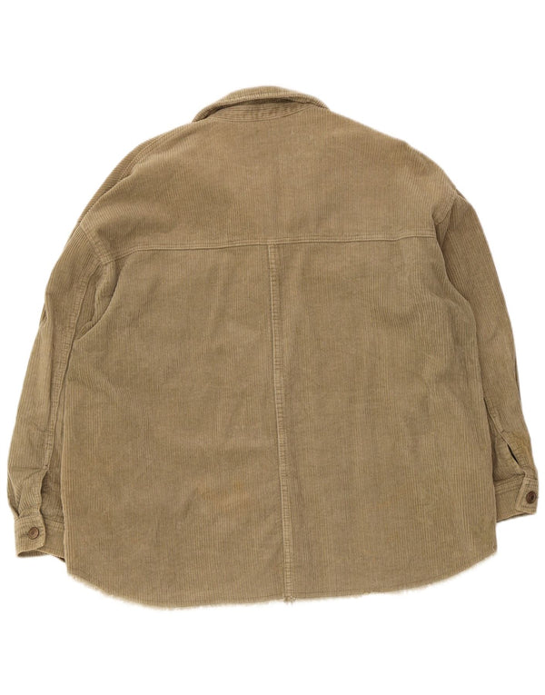 Zara Mujer Camisa De Pana UK 46 Grande Caqui Algodón