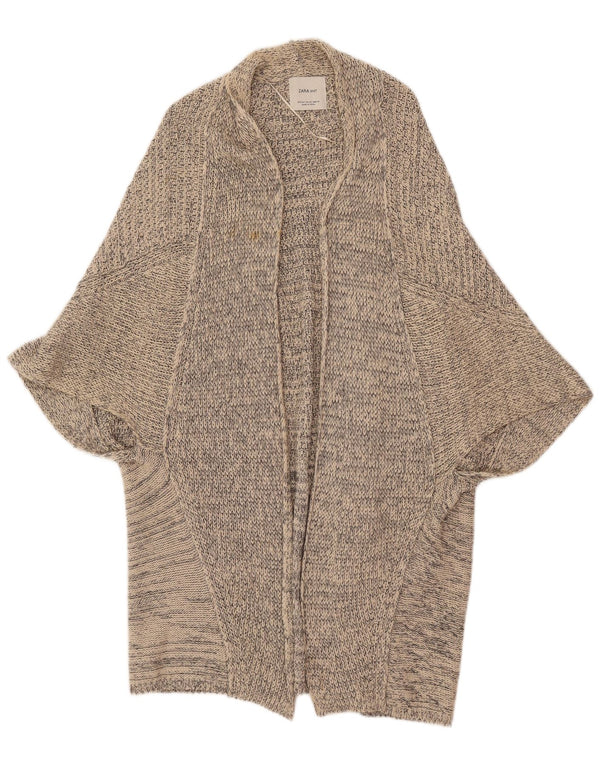 Zara Mujer Suéter Cárdigan Poncho Extragrande UK 44 Algodón Beige Medio