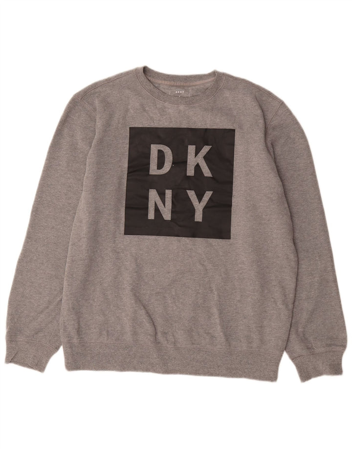 Dkny Hombre Sudadera Estampada Jersey De Algodón Moteado Gris Medio