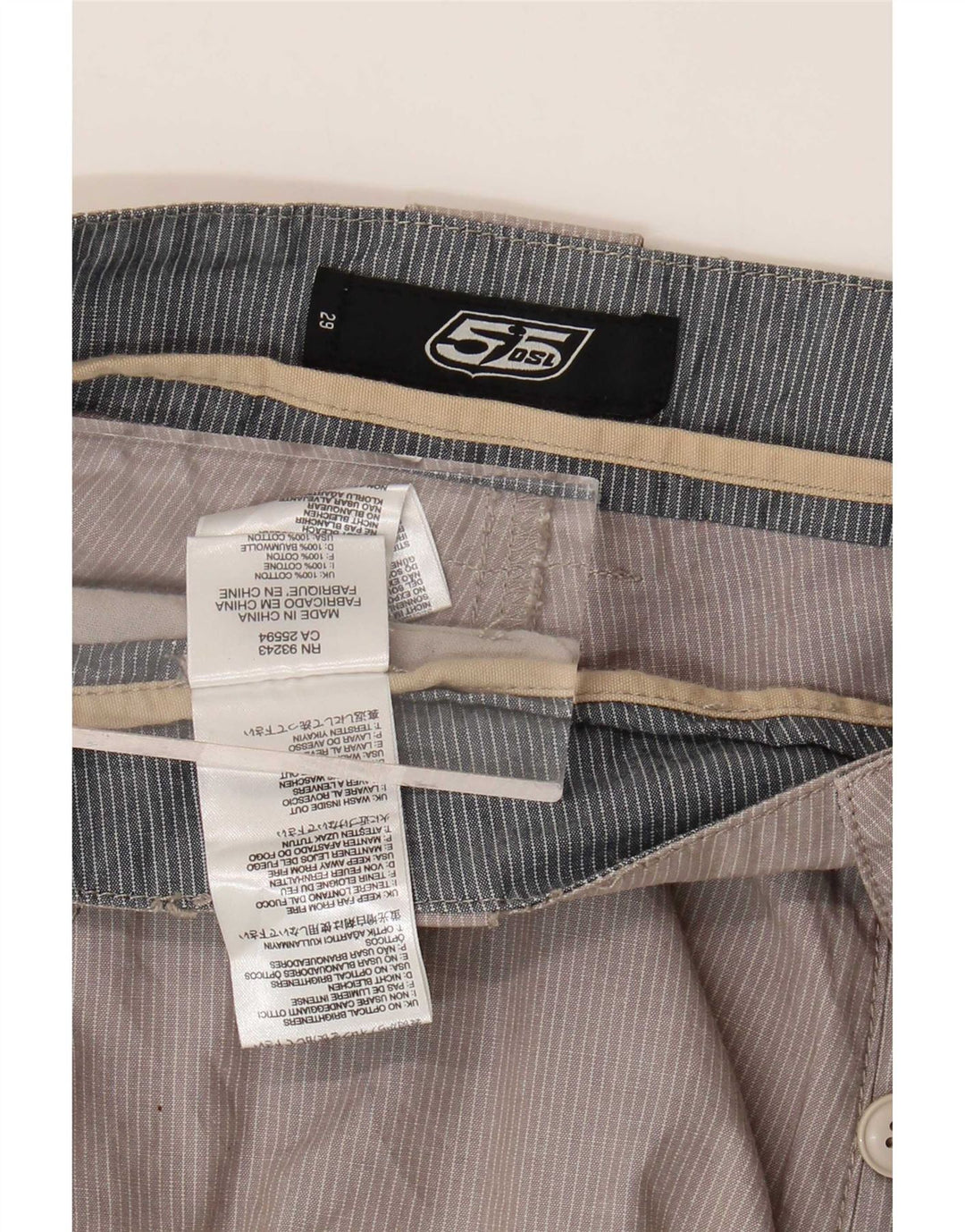 55DSL Pantalones cortos chinos para hombre W29 Algodón a rayas gris medio