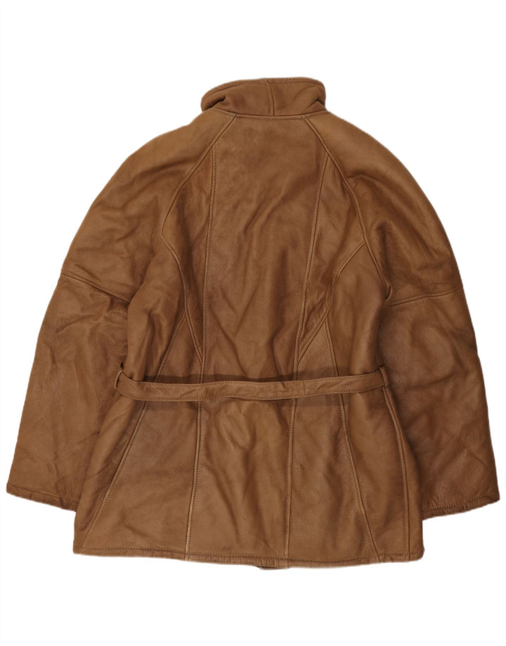 Vintage hombres shearling abrigo Reino Unido 38 marrón medio