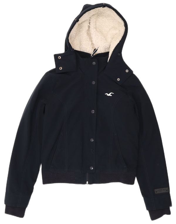 Hollister Chaqueta Bomber con Capucha y Ajuste Relajado para Mujer UK 10 Small Azul Marino
