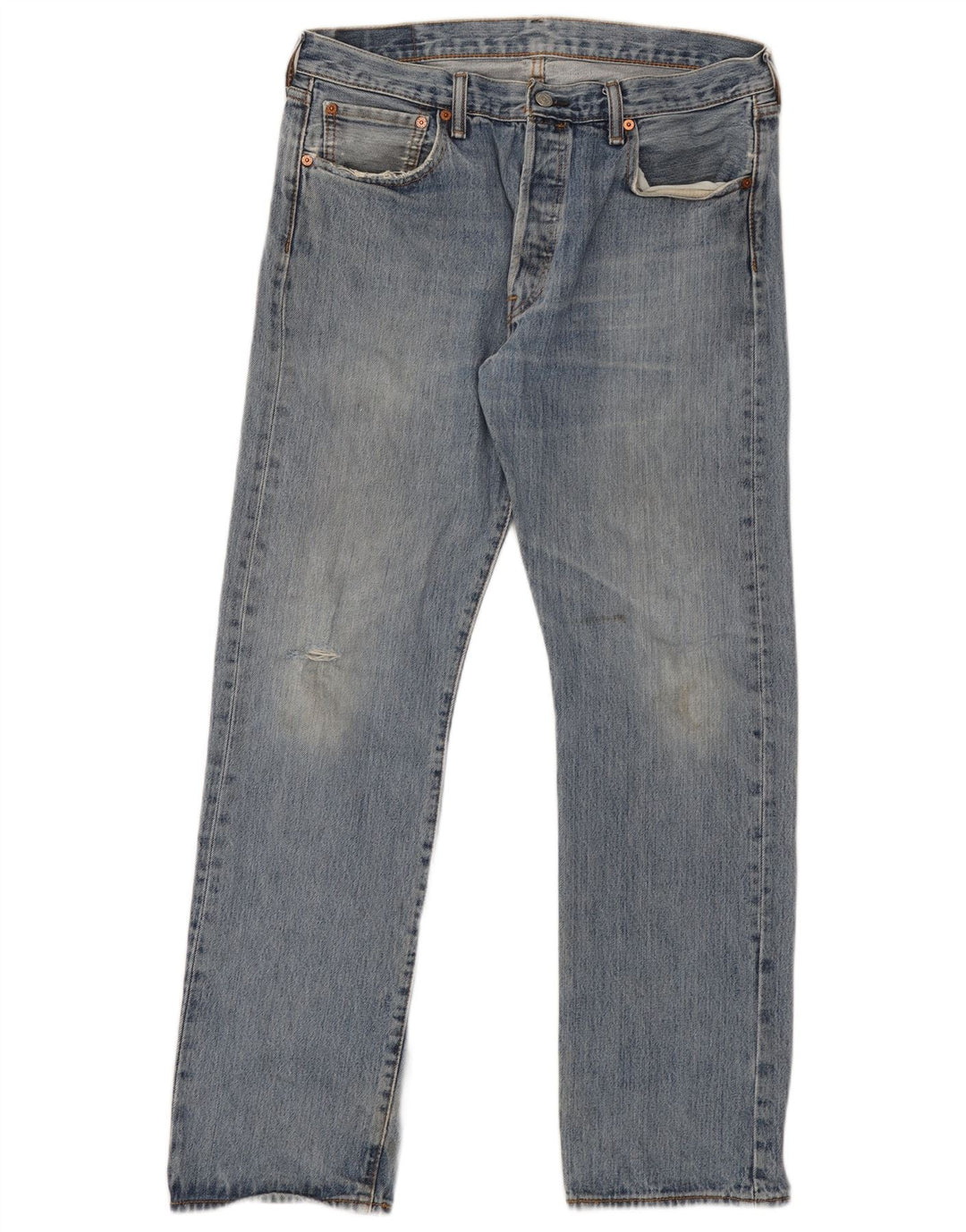 Levi's Jeans rectos desgastados 501 para hombre W34 L32 Algodón azul