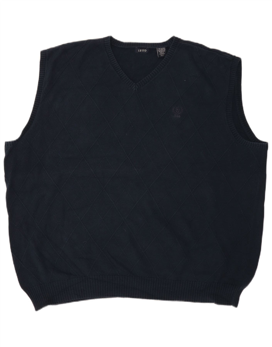 Izod Mens Tall Chaleco Tank Top 2XL Azul Marino Argyle/Diamond Algodón