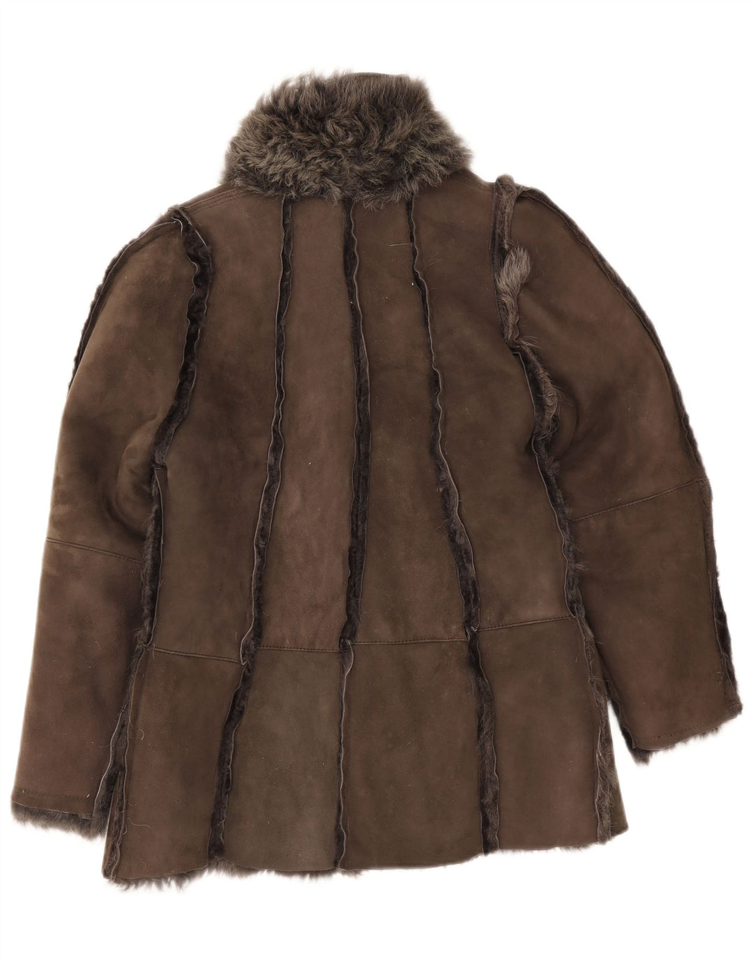 Vintage mujer shearling chaqueta Reino Unido 12 gris medio