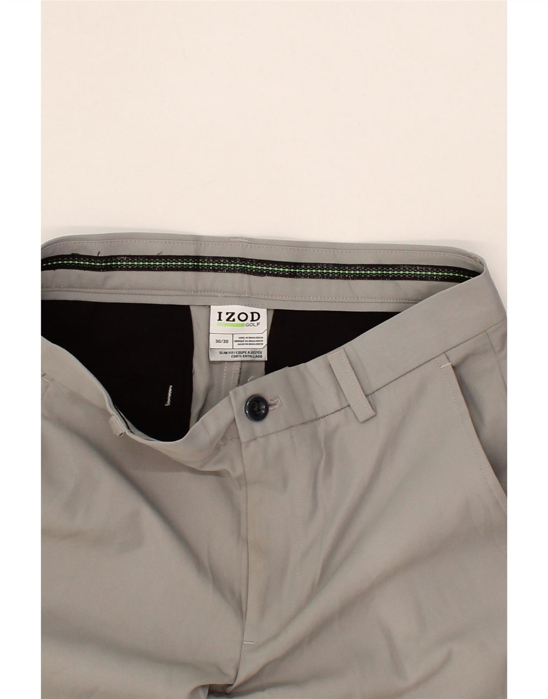 IZOD Mens Slim Fit Chino Trousers W30 L30  Grey Polyester Vintage Izod and Second-Hand Izod from Messina Hembry 