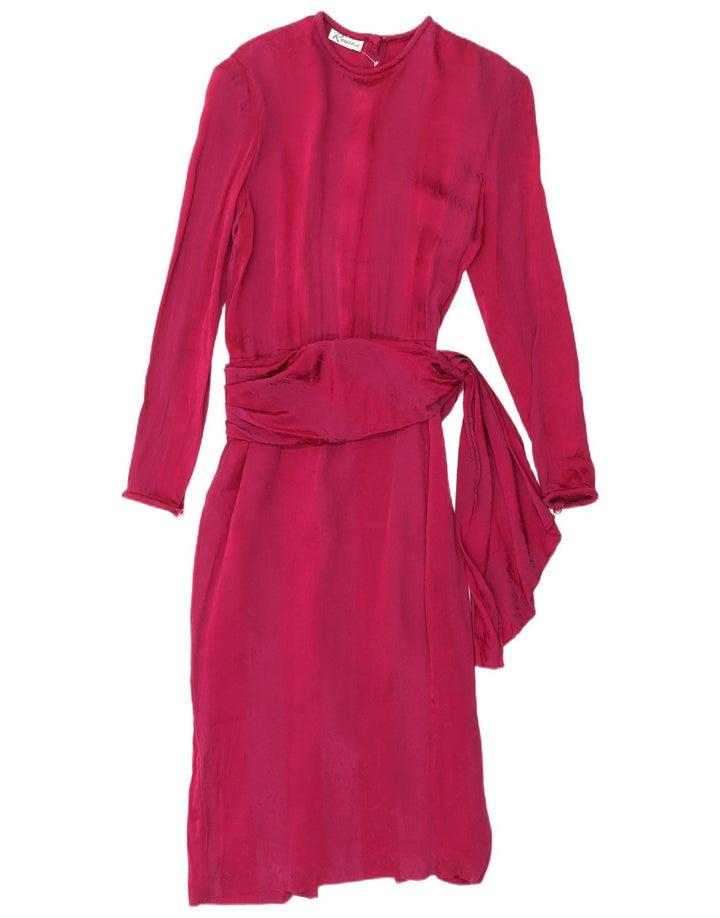 Rouie Vestido largo de manga larga para mujer UK 42 Acetato rojo mediano
