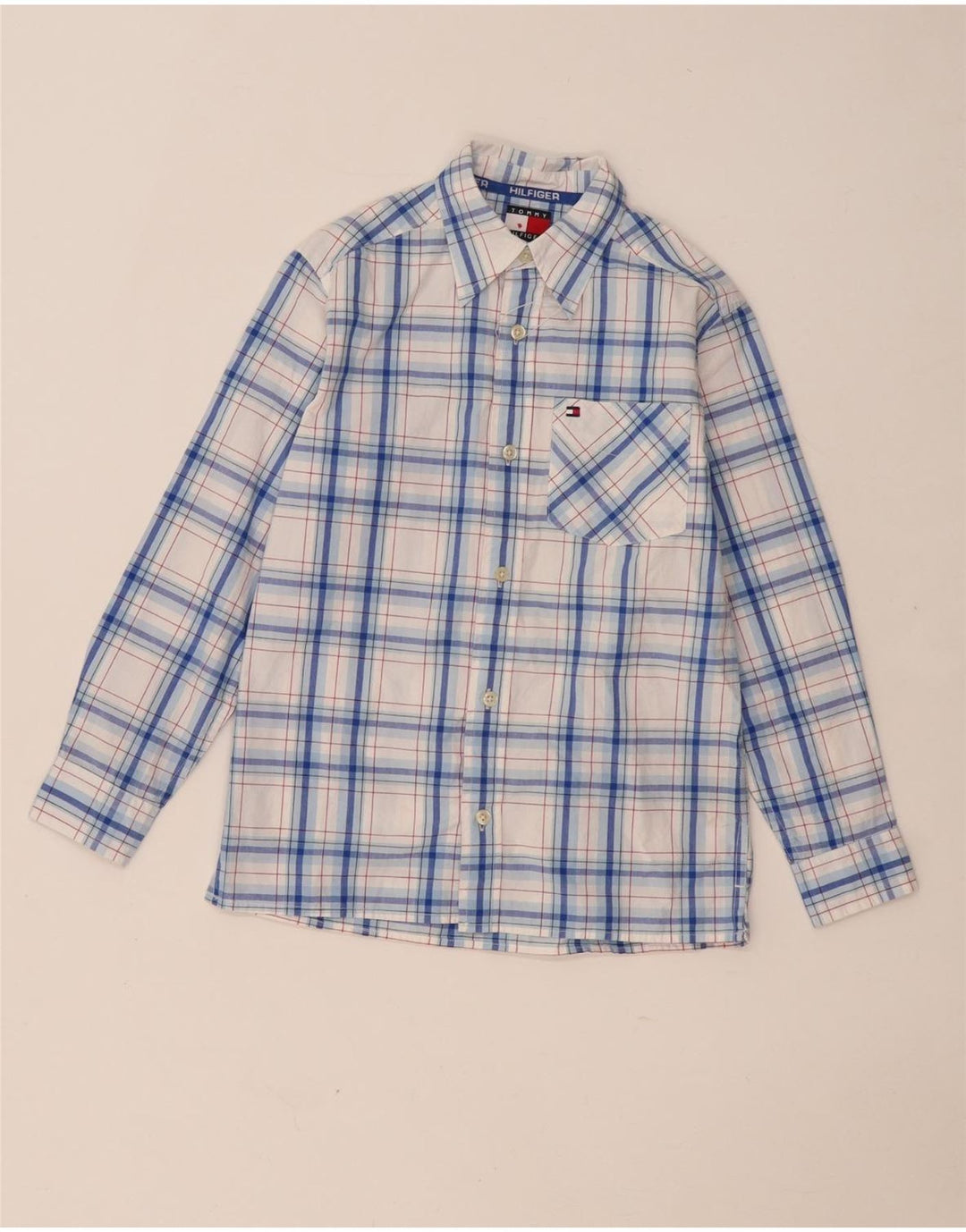 Tommy Hilfiger Camisa para niño 7-8 años XS Azul Cuadros Algodón