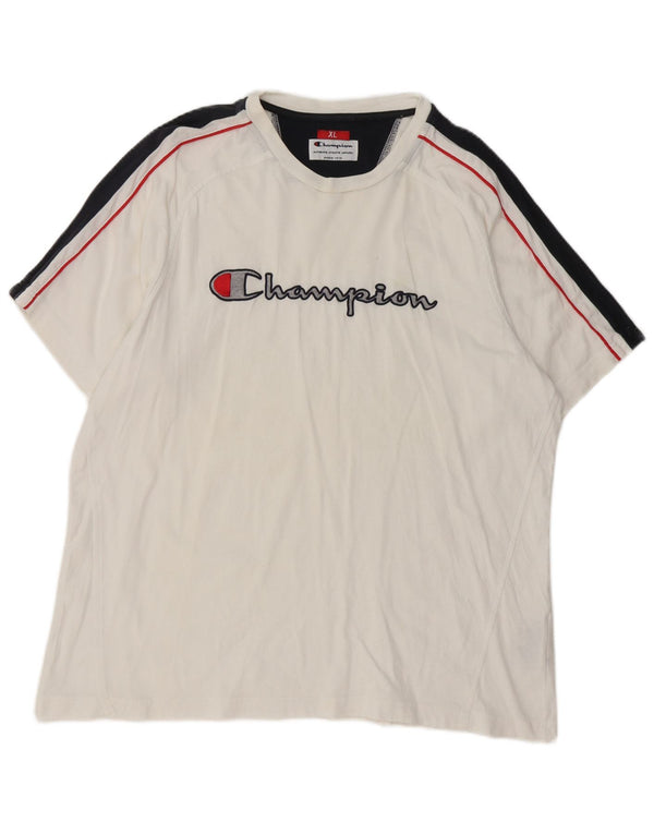 Champion Camiseta gráfica para hombre Top XL Blanco Colorblock Algodón