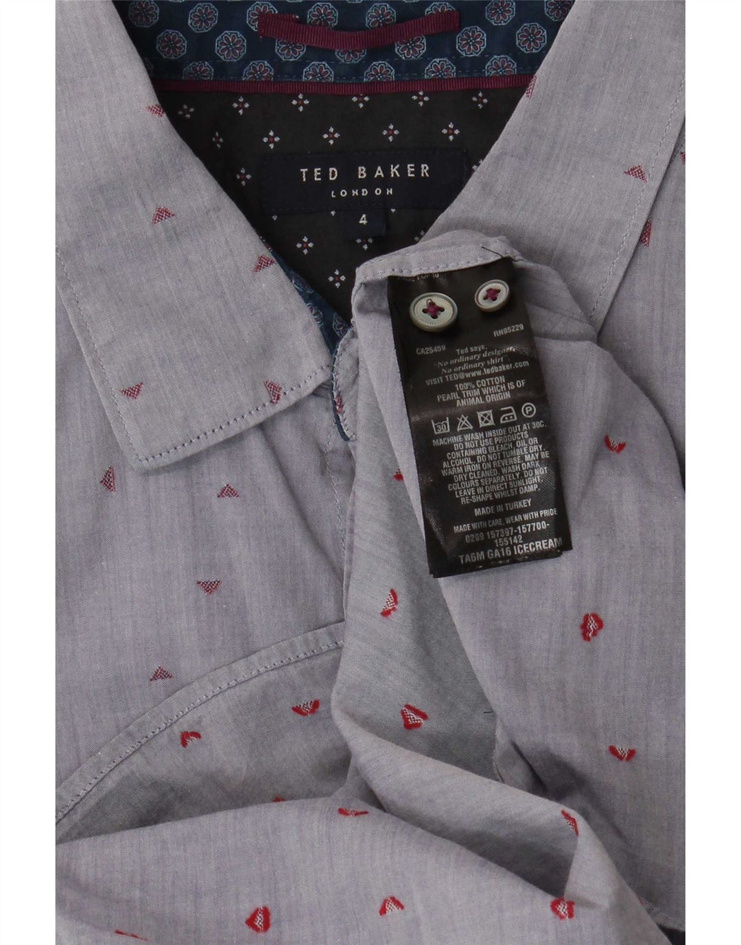 Ted Baker Camisa para hombre Talla 4 Grande Algodón con manchas azules