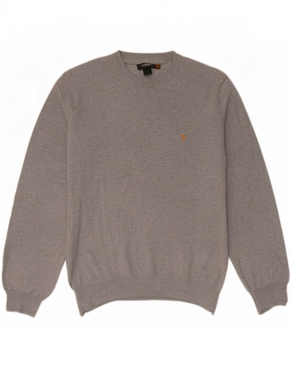 Farah Mens Crew Neck Jumper Sweater Medium Grey