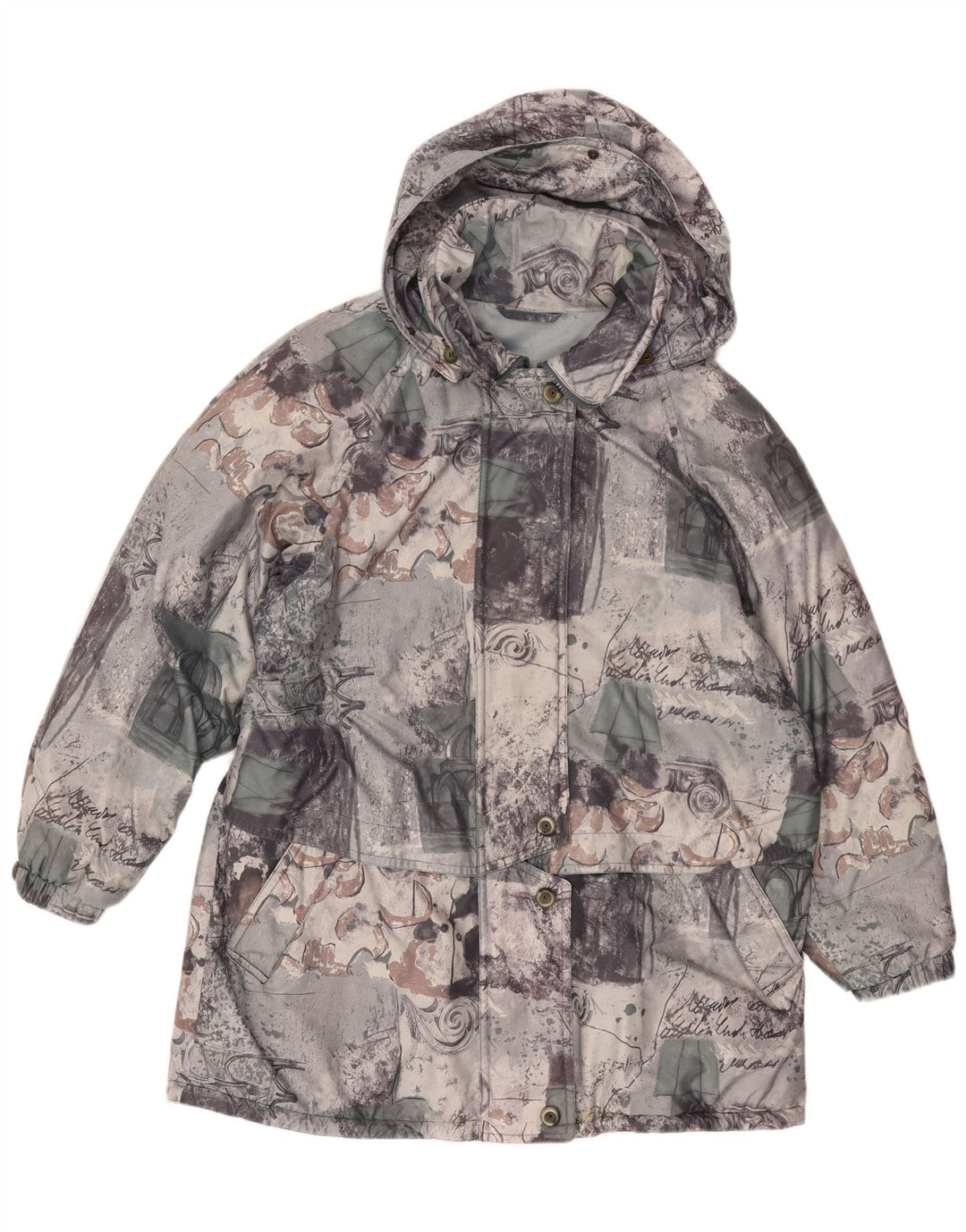 FUCHS & SCHMITT Chaqueta impermeable holgada para mujer UK 46 Large Grey Patchwork