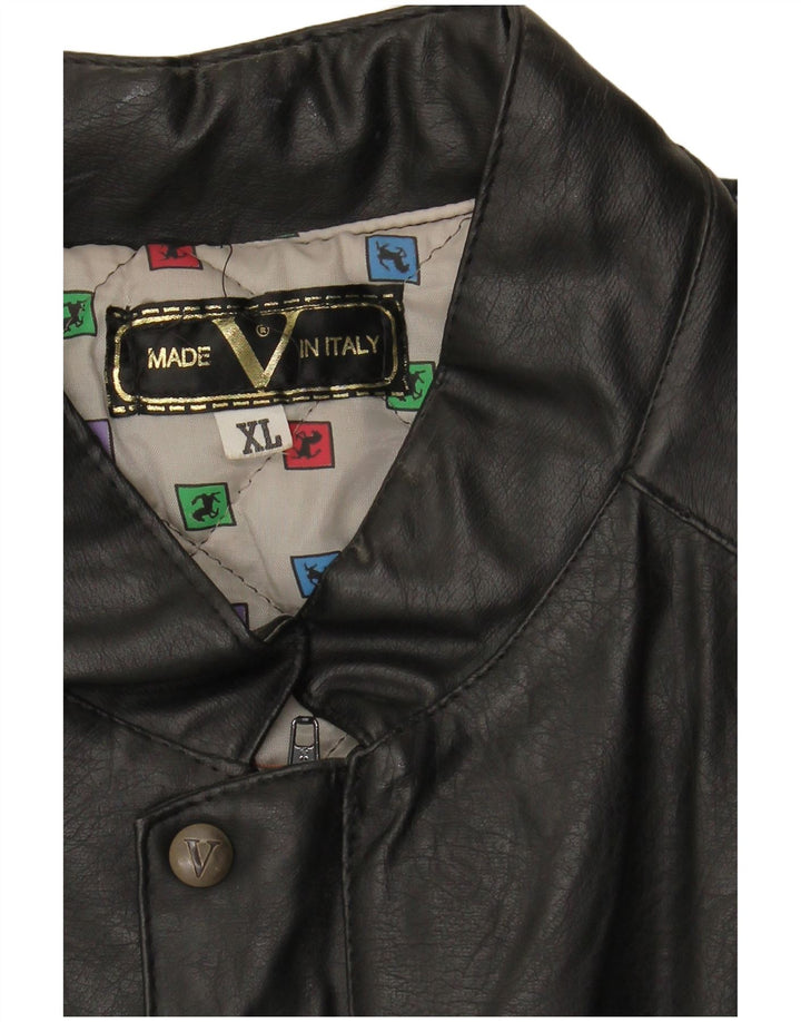 VINTAGE Chaqueta de cuero para hombre Reino Unido 42 XL Negro