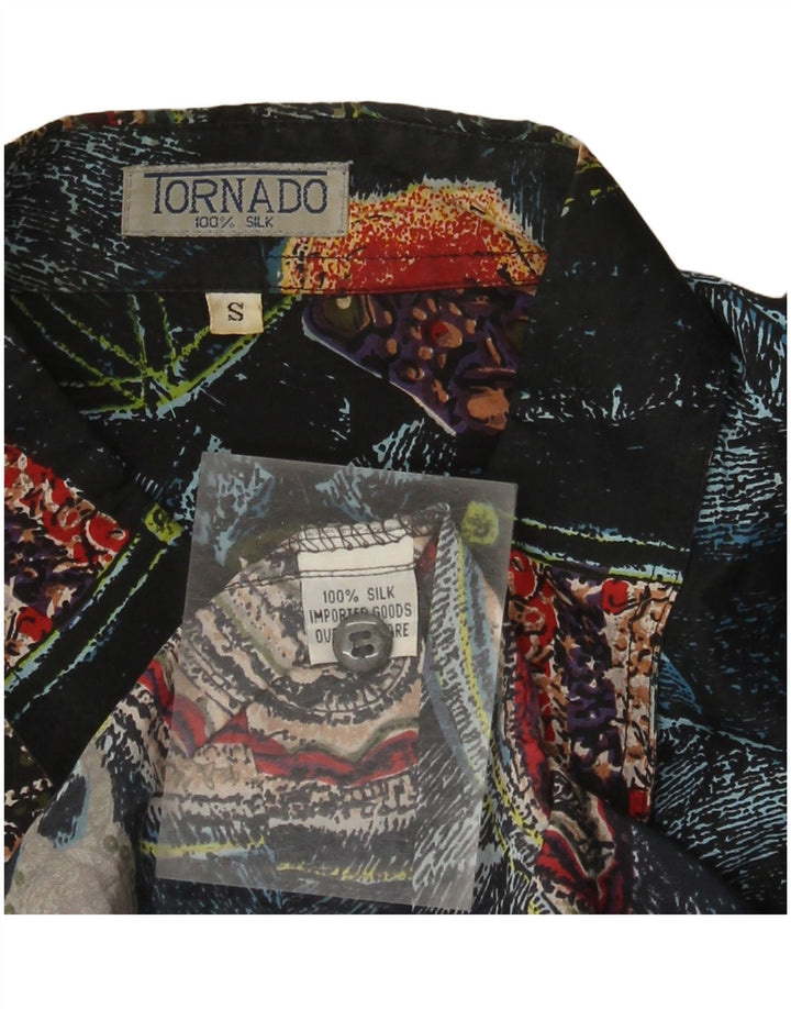 Tornado - Camisa holgada con estampado abstracto para hombre, talla pequeña, seda multicolor