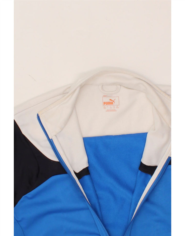 PUMA Boys Tracksuit Top Jacket 15-16 Years 2XL Blue Colourblock Polyester Vintage Puma and Second-Hand Puma from Messina Hembry 