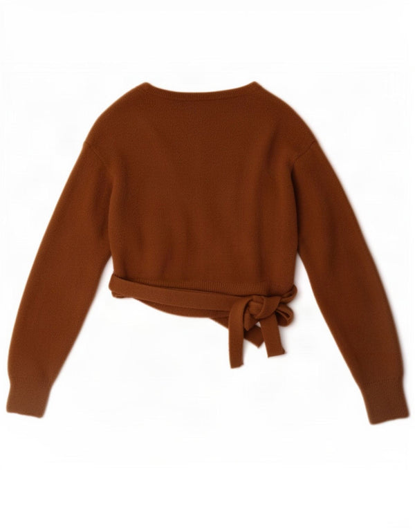 Zara Mujer Crop Wrap Cardigan Suéter UK 42 Medium Brown Nylon